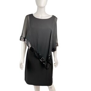 Scarlett Women's Cape Sequence‎ Shift Dress Black 10 Cocktail Wedding Party